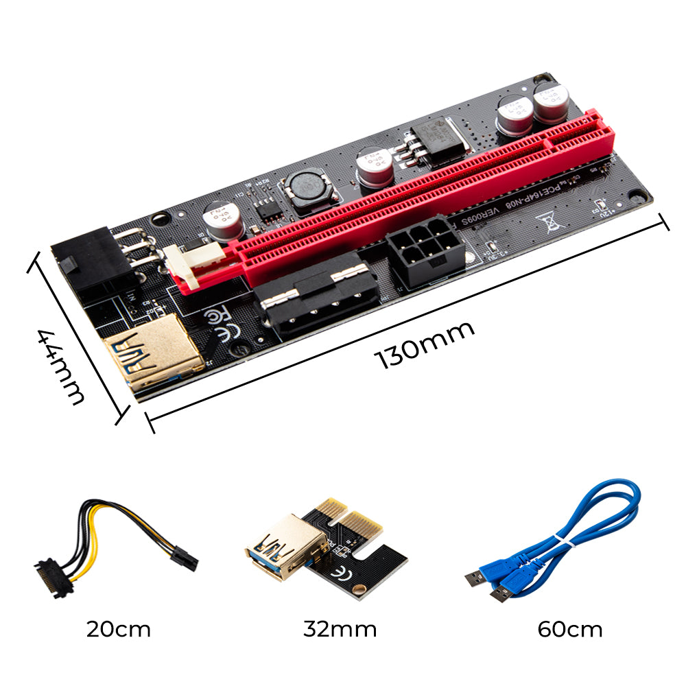 PCIe 1X-16X Riser Extender Kit for Aussie Crypto Miners Gold-Plated Zero Signal Loss 6-Pack Mining Rig with 60cm USB3 Cables Fixed Buckle Stable Power - Image 7