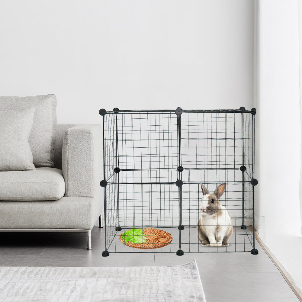 Pet Playpen Foldable Metal Pet Cage Enclosure Puppy Fence 16 Panels with Connection Clips for Small Animal Puppy Rabbit Kitten Turtle Indoor Outdoor Black - Image 7