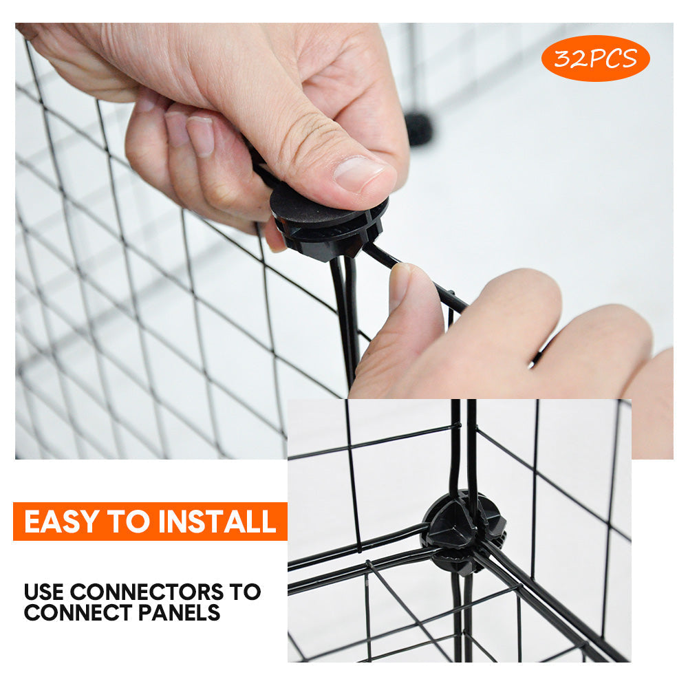 Pet Playpen Foldable Metal Pet Cage Enclosure Puppy Fence 16 Panels with Connection Clips for Small Animal Puppy Rabbit Kitten Turtle Indoor Outdoor Black - Image 9