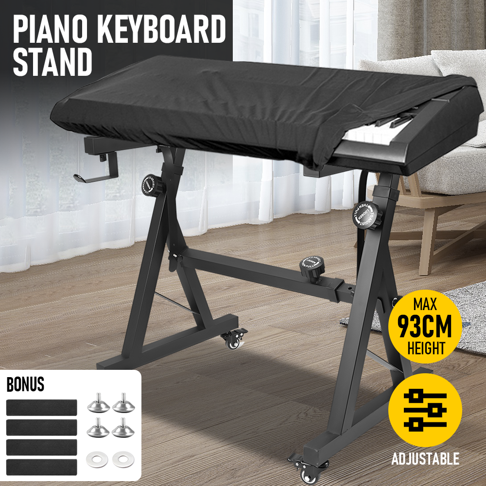 Portable Piano Keyboard Z Stand Heavy-Duty with Wheels Foldable Up to 93CM Heigh - Image 2