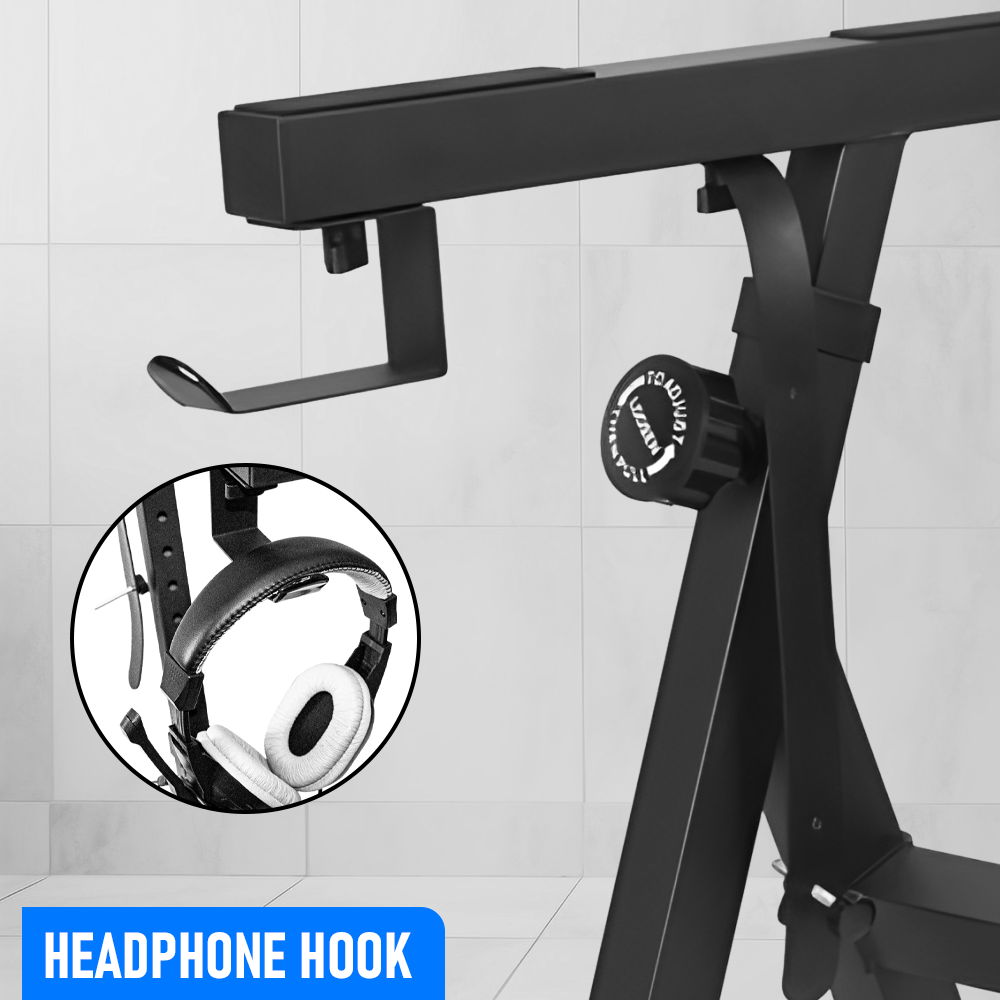 Portable Piano Keyboard Z Stand Heavy-Duty with Wheels Foldable Up to 93CM Heigh - Image 6