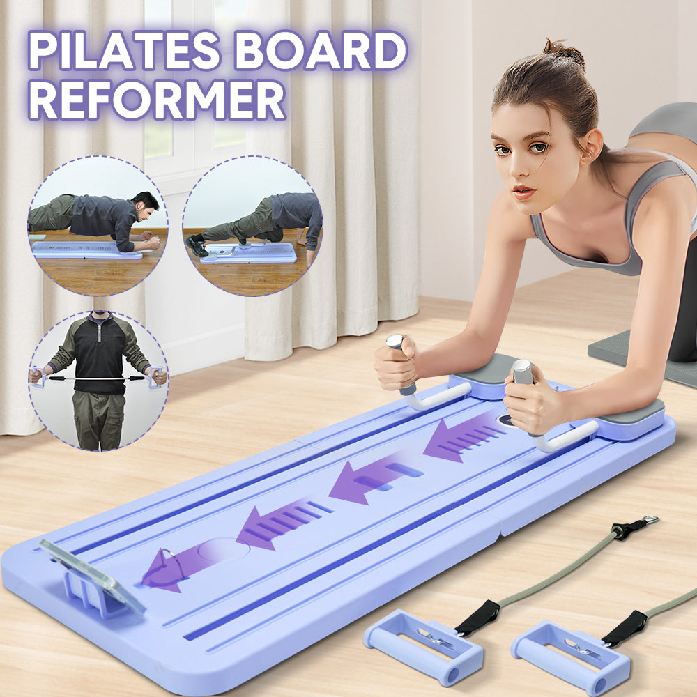Foldable Pilates Board Reformer 4 in 1 Multifunctional Core Exercise Set Ab Trainer with Timer and Phone Stand for Indoor Outdoor Full Body Fitness Home - Image 2