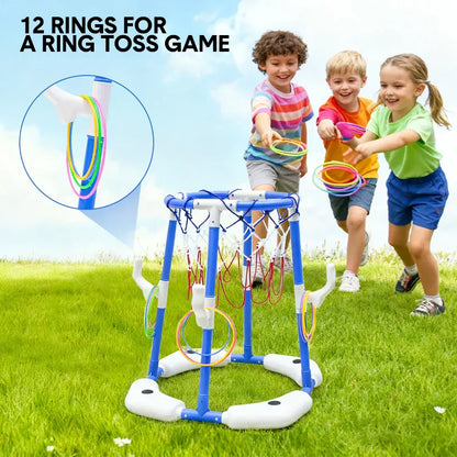 Pool Basketball Hoop Set Floating Swimming Pool Toys Inflatable Poolside Game with 4 Balls 12 Circles and Pump Fun Water Sport Toy for Kids and Adults - Image 3