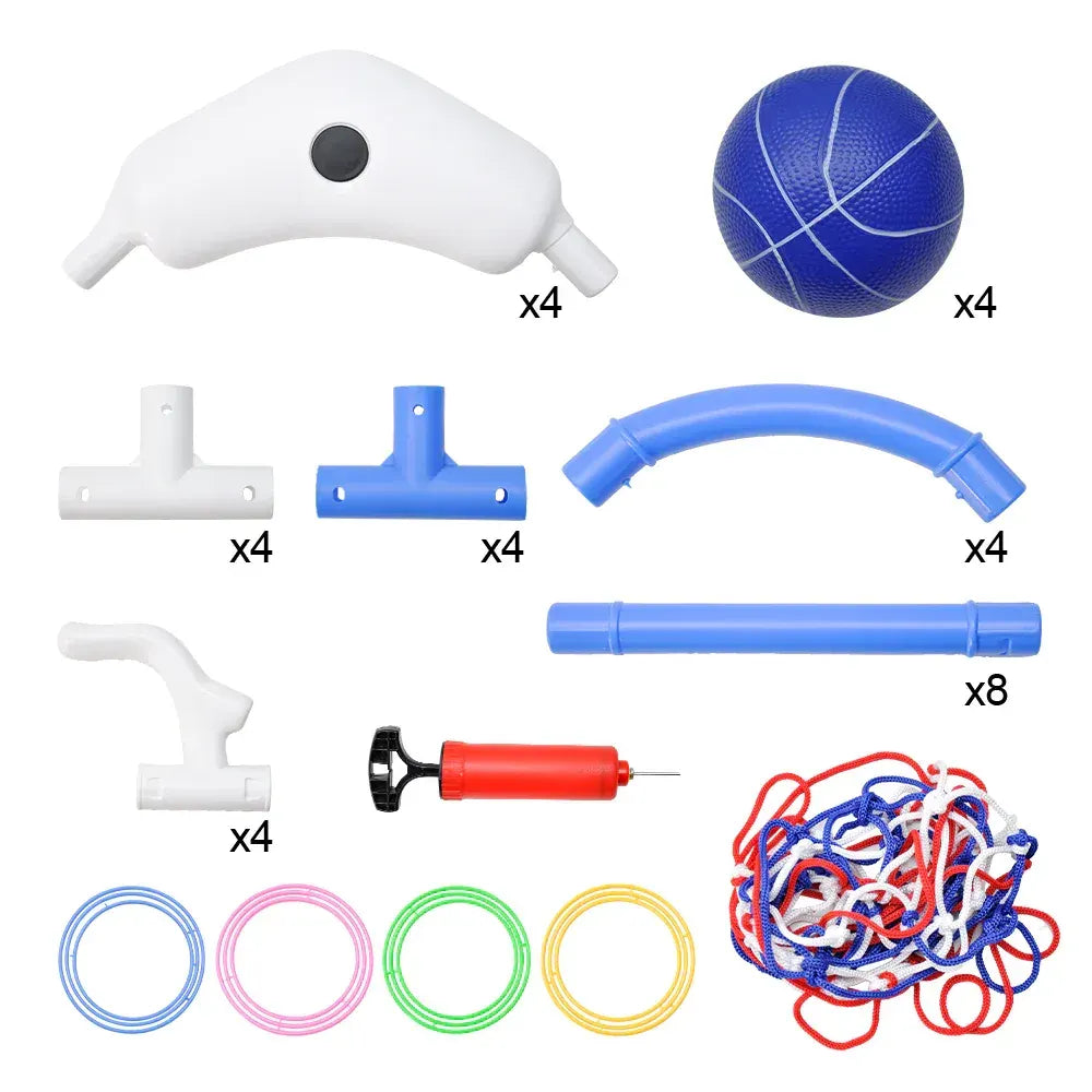Pool Basketball Hoop Set Floating Swimming Pool Toys Inflatable Poolside Game with 4 Balls 12 Circles and Pump Fun Water Sport Toy for Kids and Adults - Image 6