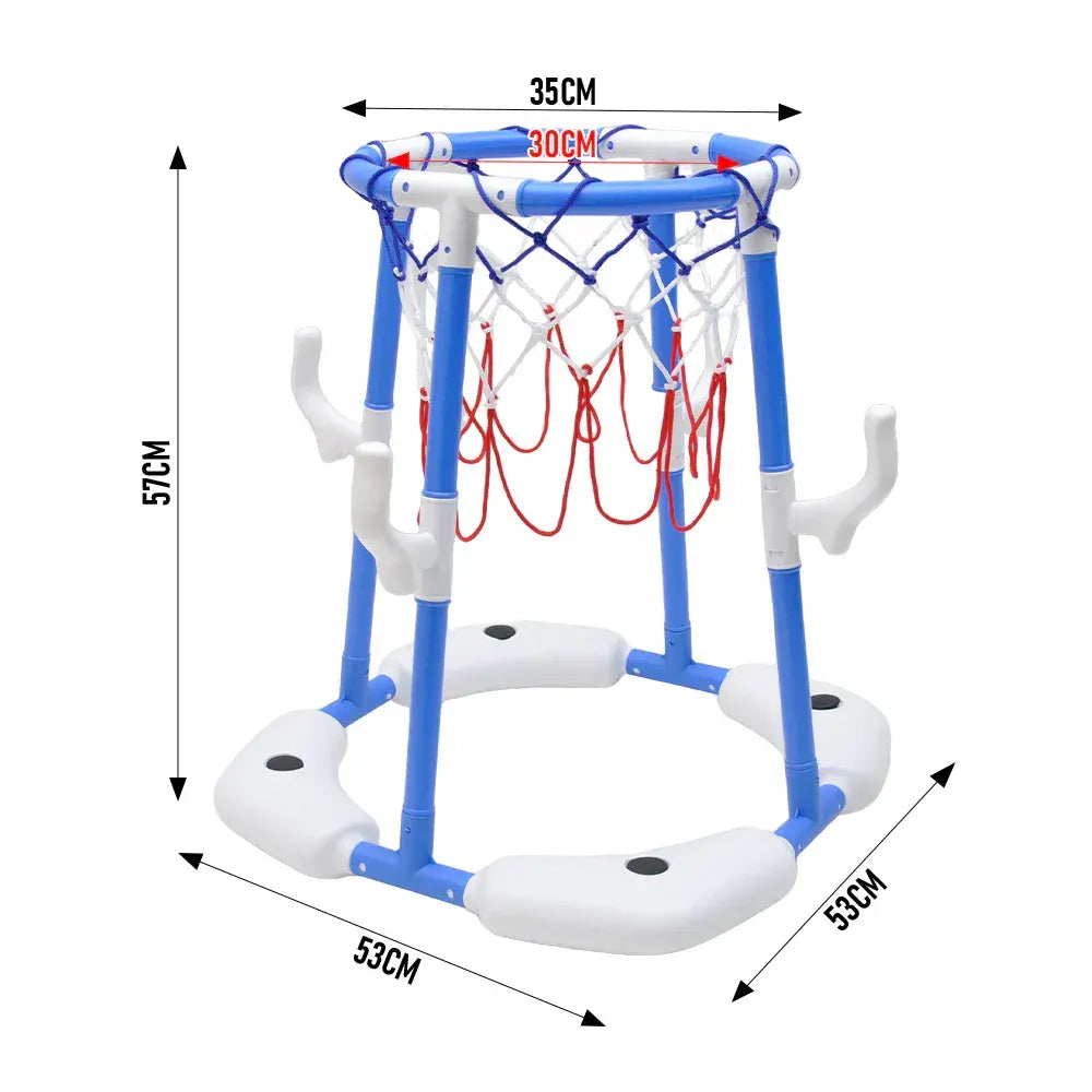 Pool Basketball Hoop Set Floating Swimming Pool Toys Inflatable Poolside Game with 4 Balls 12 Circles and Pump Fun Water Sport Toy for Kids and Adults - Image 7