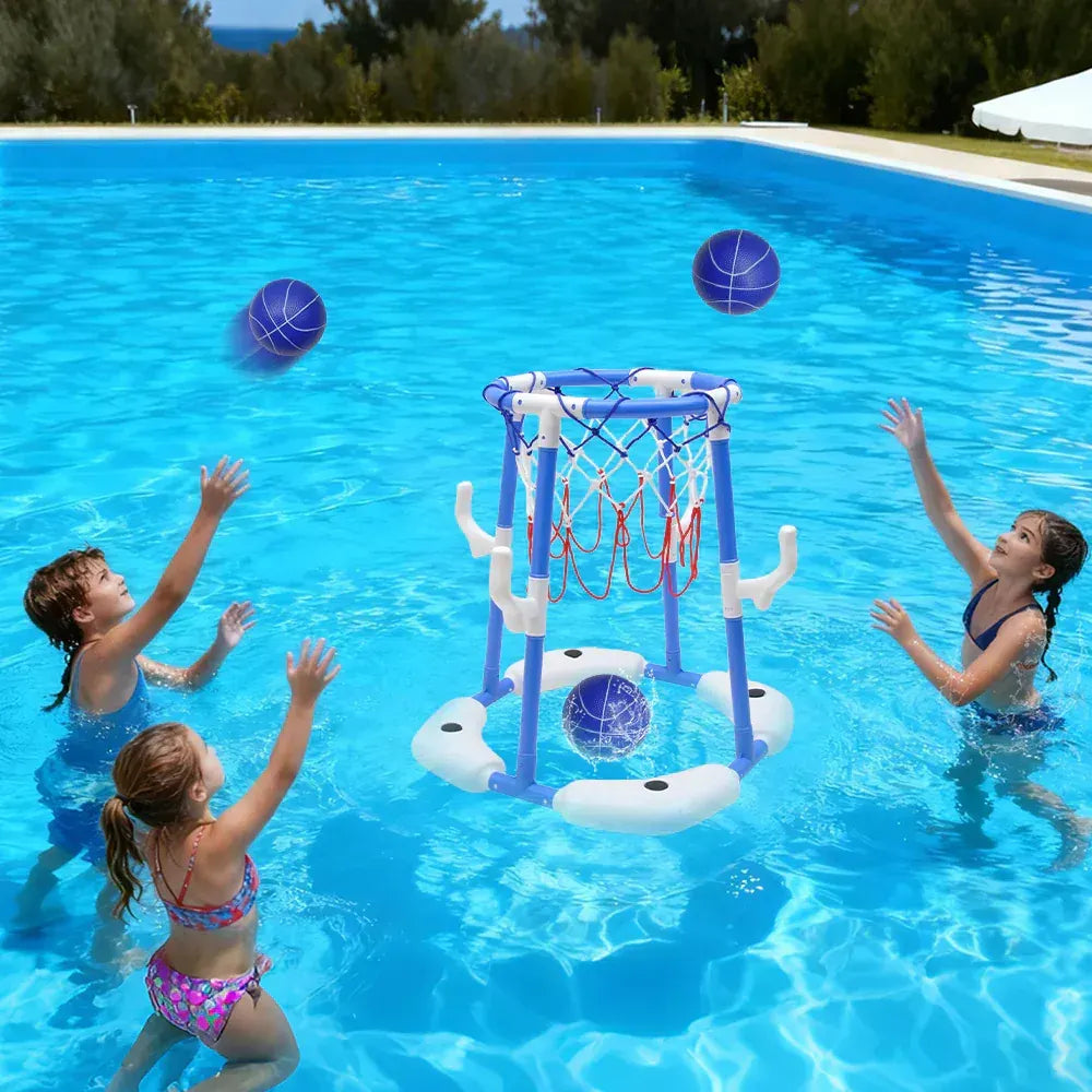 Pool Basketball Hoop Set Floating Swimming Pool Toys Inflatable Poolside Game with 4 Balls 12 Circles and Pump Fun Water Sport Toy for Kids and Adults - Image 9