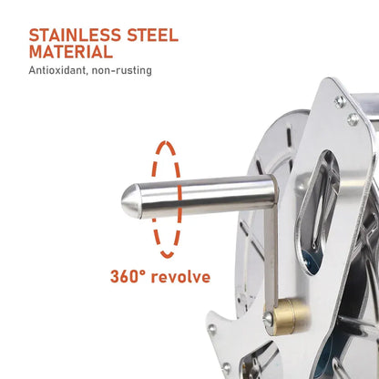 Large Stainless Steel Garden Hose Reel Cart Portable Pipe Holder Heavy Duty Water Pipe Storage Rack With Crank Handle for 1/2inch Hose up to 60M - Image 4