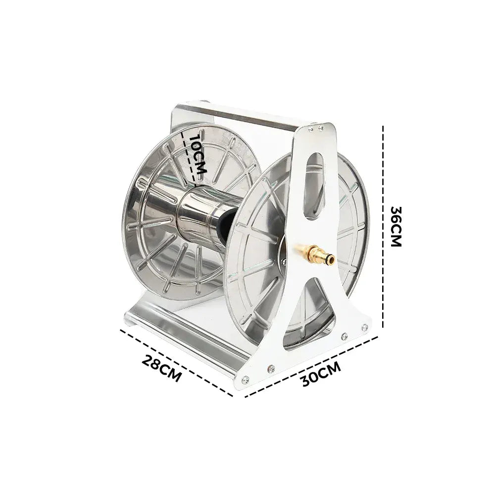 Large Stainless Steel Garden Hose Reel Cart Portable Pipe Holder Heavy Duty Water Pipe Storage Rack With Crank Handle for 1/2inch Hose up to 60M - Image 8
