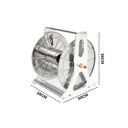 Large Stainless Steel Garden Hose Reel Cart Portable Pipe Holder Heavy Duty Water Pipe Storage Rack With Crank Handle for 1/2inch Hose up to 60M - Image 8