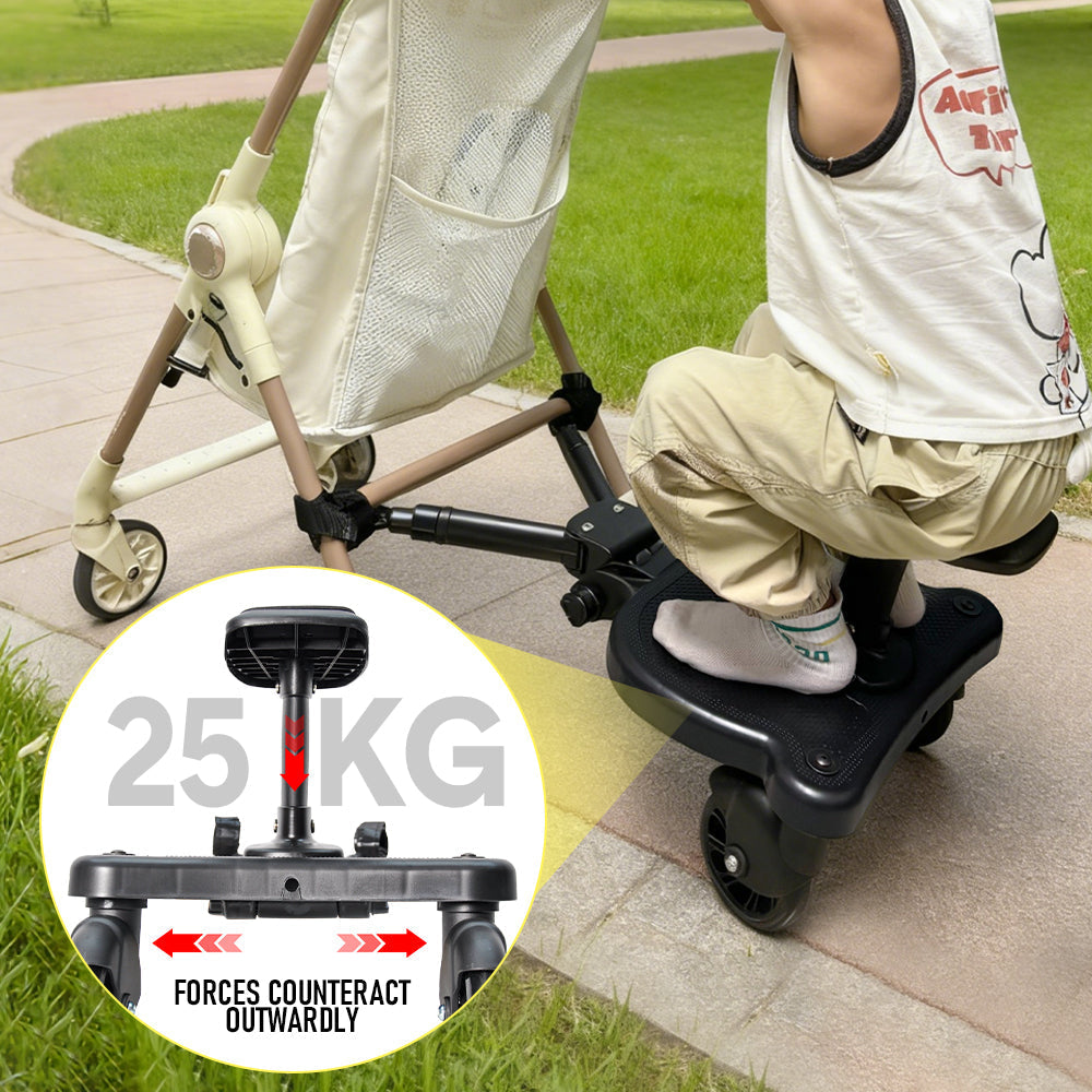 Universal Pram Board Seat and Stand Up Adjustable Buggy Board Pushchair with Bear Pattern Removable Seat Fits Most Strollers Holds Children Up to 25kg - Image 3