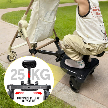 Universal Pram Board Seat and Stand Up Adjustable Buggy Board Pushchair with Bear Pattern Removable Seat Fits Most Strollers Holds Children Up to 25kg - Image 3