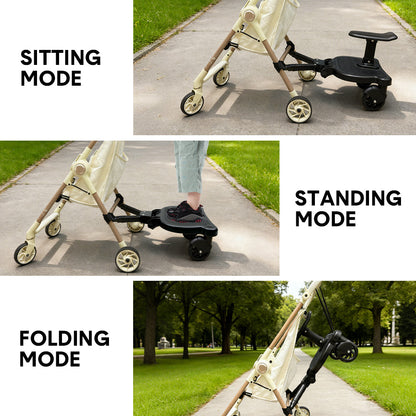 Universal Pram Board Seat and Stand Up Adjustable Buggy Board Pushchair with Bear Pattern Removable Seat Fits Most Strollers Holds Children Up to 25kg - Image 9