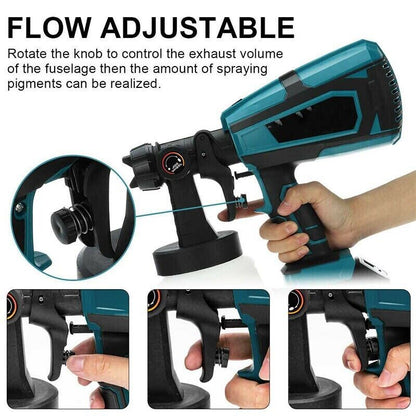 1400ml Cordless High Pressure Spray Gun Flow Adjustable Spray Gun Paint Sprayer Home Interior Exterior With 2 Nozzles For Makita 21V Battery-Skin Only - Image 2