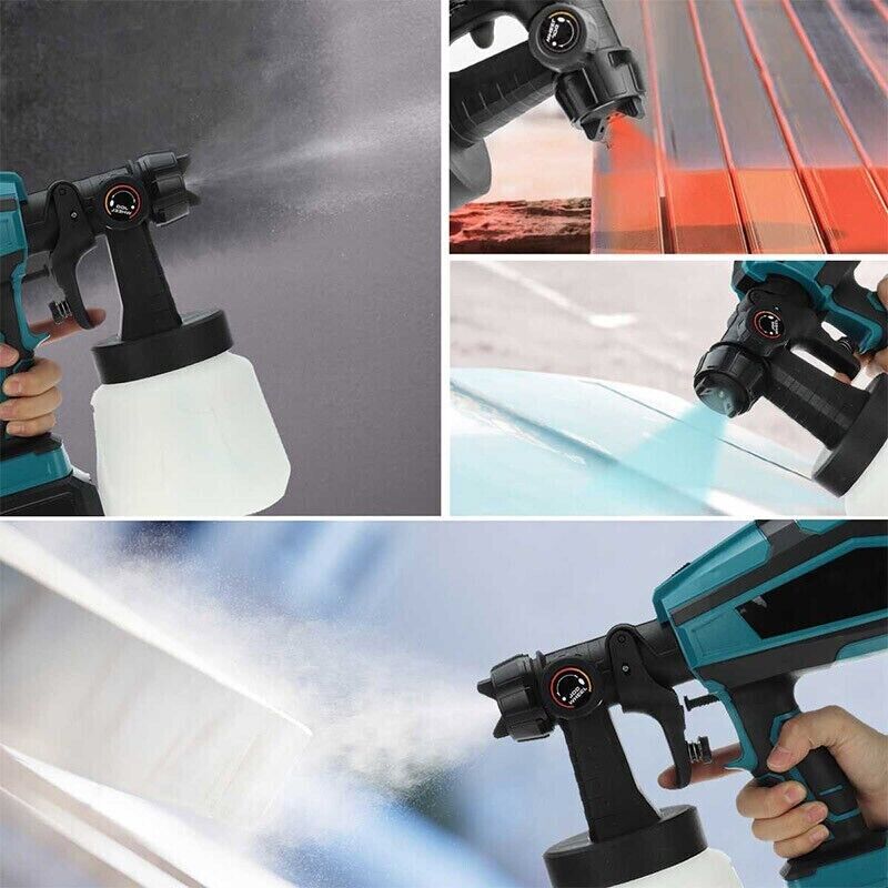 1400ml Cordless High Pressure Spray Gun Flow Adjustable Spray Gun Paint Sprayer Home Interior Exterior With 2 Nozzles For Makita 21V Battery-Skin Only - Image 8