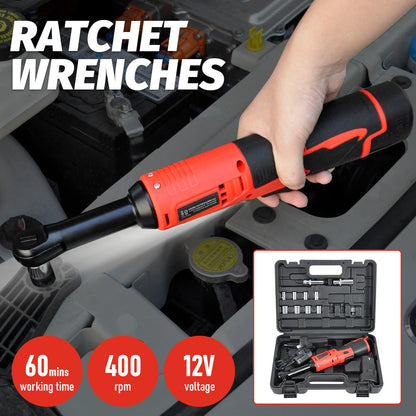 Cordless Electric Ratchet Wrench Set 12V Power Electric Ratchet Wrench 3/8inch 400 RPM Variable Speed with Sockets Two 2000mAh Batteries and Charger - Image 2