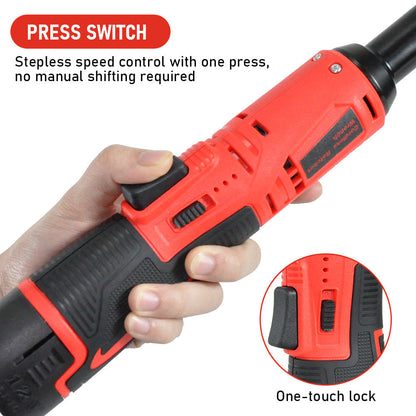 Cordless Electric Ratchet Wrench Set 12V Power Electric Ratchet Wrench 3/8inch 400 RPM Variable Speed with Sockets Two 2000mAh Batteries and Charger - Image 6