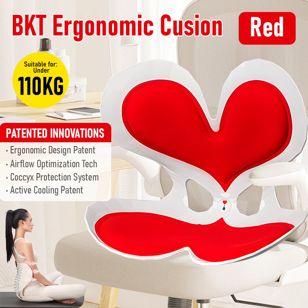 BKT Cushion Portable Ergonomic Lower Back Seat Lumbar Support Chair Posture Correction Max Load 110kg for Home Office Chair and Floor Seat Red Heart Design - Image 2