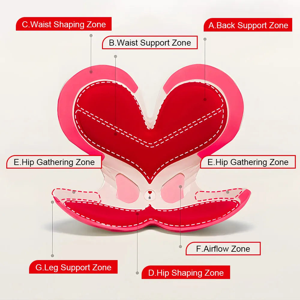 BKT Cushion Portable Ergonomic Lower Back Seat Lumbar Support Chair Posture Correction Max Load 110kg for Home Office Chair and Floor Seat Red Heart Design - Image 6