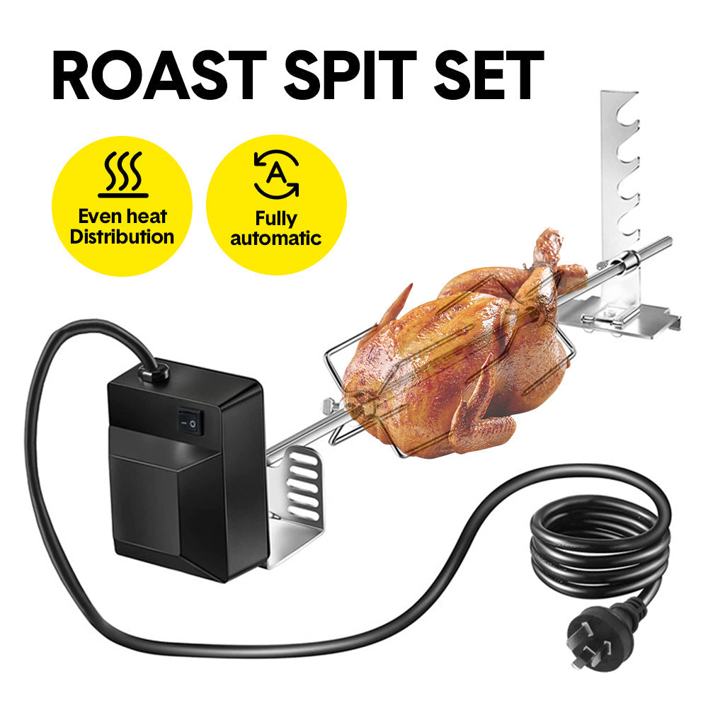 Automatic BBQ Rotisserie Kit Electric Stanless Steel Roast Spit Set Adjustable with Motor AU Plug for Grilling Hot Dog Chicken Steak - Image 2