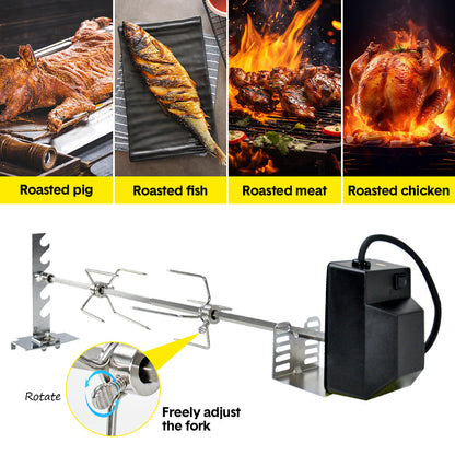 Automatic BBQ Rotisserie Kit Electric Stanless Steel Roast Spit Set Adjustable with Motor AU Plug for Grilling Hot Dog Chicken Steak - Image 3