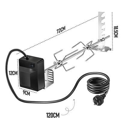 Automatic BBQ Rotisserie Kit Electric Stanless Steel Roast Spit Set Adjustable with Motor AU Plug for Grilling Hot Dog Chicken Steak - Image 7