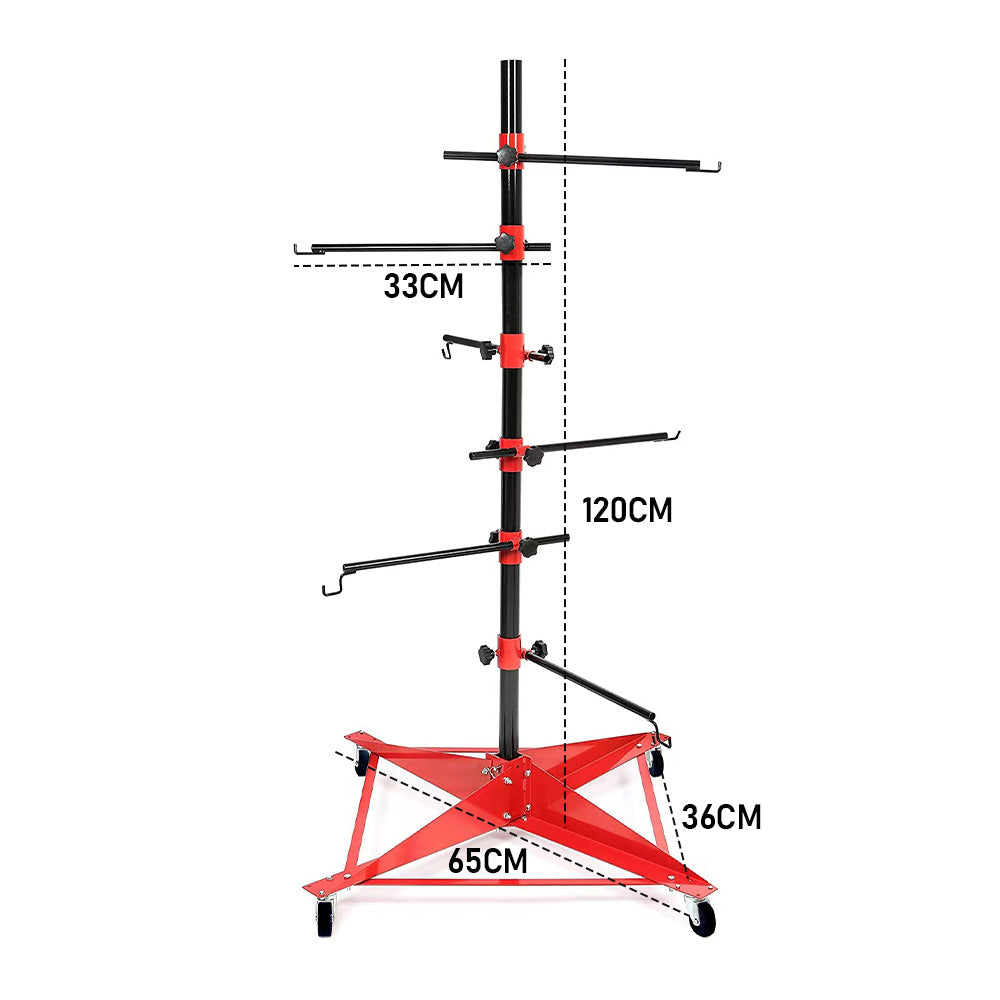 Universal Auto Paint Stand Panel Tree Paint Rotating Stand Center Post Hang Paint Spray with 4 Wheels and 6 Hooks for Automotive Doors Fenders Bumpers - Image 8