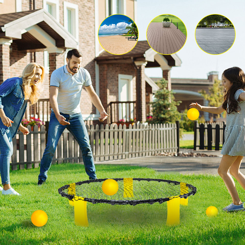Portable Outdoor Spikeball Roundnet Game Set Team Beach Ball Game Bouncer Toy with Carrying Bag Net and 3 Balls Played Indoor Outdoor Lawn Beach Tailgating - Image 6
