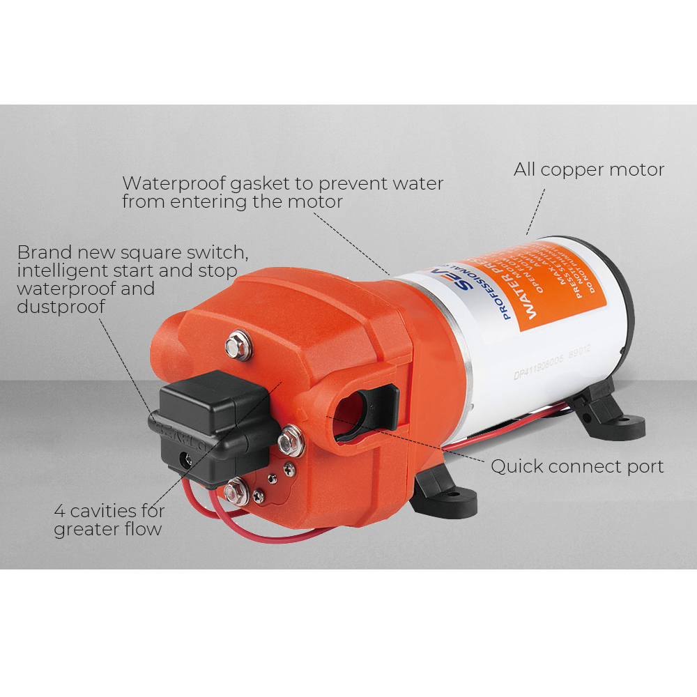SEAFLO 12V Water Pump Pressure Diaphragm Self Priming Pump 4.5Gallons Per Min 17LPM 40PSI Water Booster for Caravan Motorhome Camper Trailer Boat Yacht - Image 4