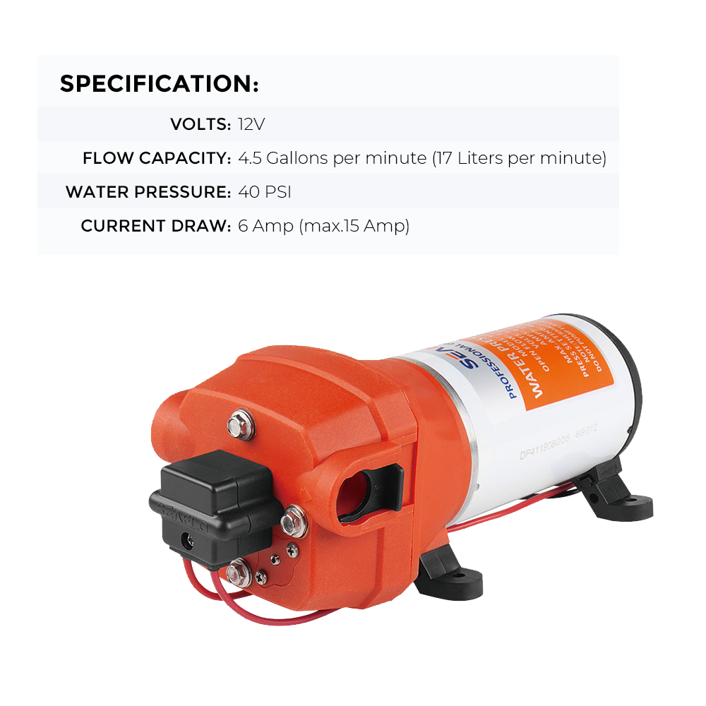 SEAFLO 12V Water Pump Pressure Diaphragm Self Priming Pump 4.5Gallons Per Min 17LPM 40PSI Water Booster for Caravan Motorhome Camper Trailer Boat Yacht - Image 7