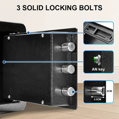 All Steel Safety Box Wall Mountable Fireproof Mini Safe Box Keypad and Key Dual Unlock Methods with Removable Shelf for Home Office Hotel Money Safe - Image 5