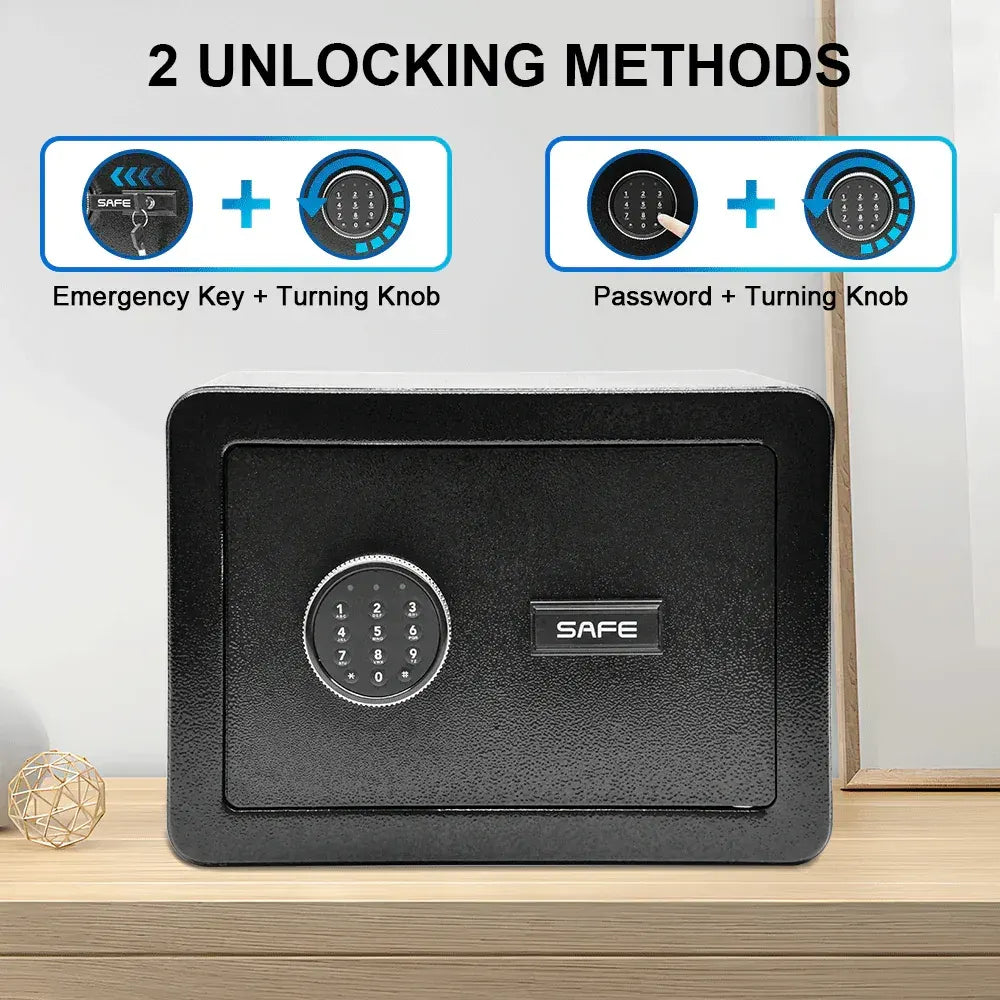 All Steel Safety Box Wall Mountable Fireproof Mini Safe Box Keypad and Key Dual Unlock Methods with Removable Shelf for Home Office Hotel Money Safe - Image 6