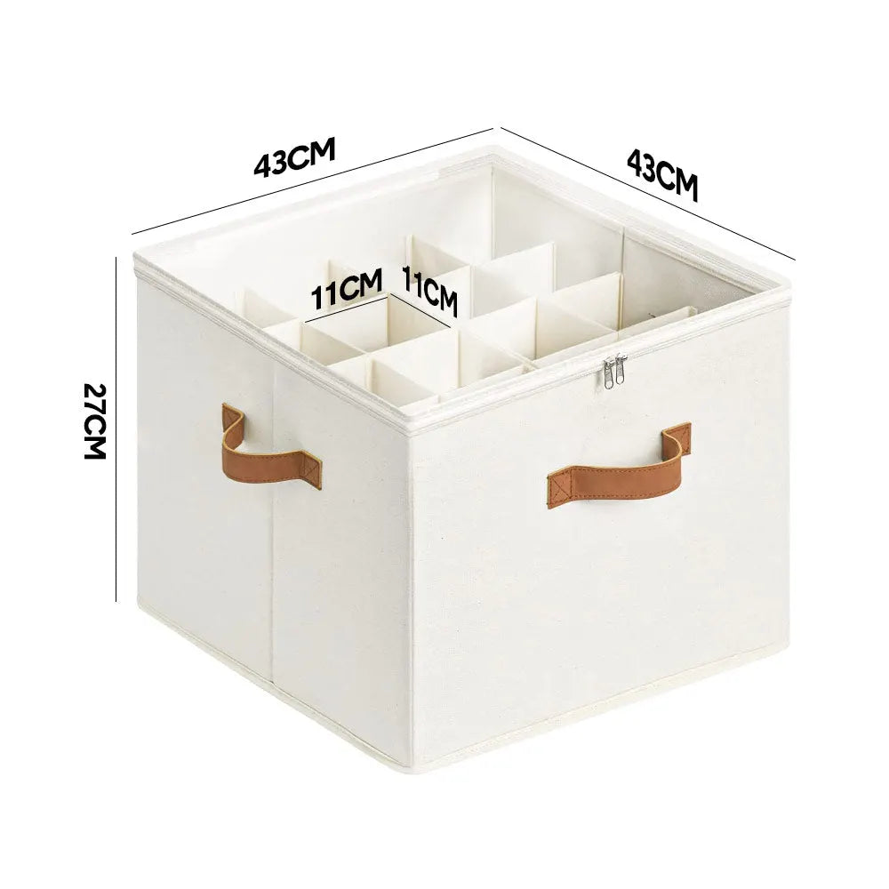 2 Pack Shoe Organizer Zipper Clear Lid Fabric Shoe Storage Box Space Saving Beige Shoe Holder for Closet and Adjustable Dividers Fits up to 16 Pairs - Image 7