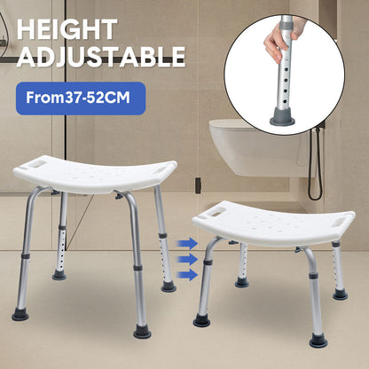 Shower Chair Stable Non-Slip Bath Seat 37-52cm Height Adjustable with Shower Holder and Armrest for Elderly Medical Disabled Safety Bathroom Max Load 100kg - Image 3