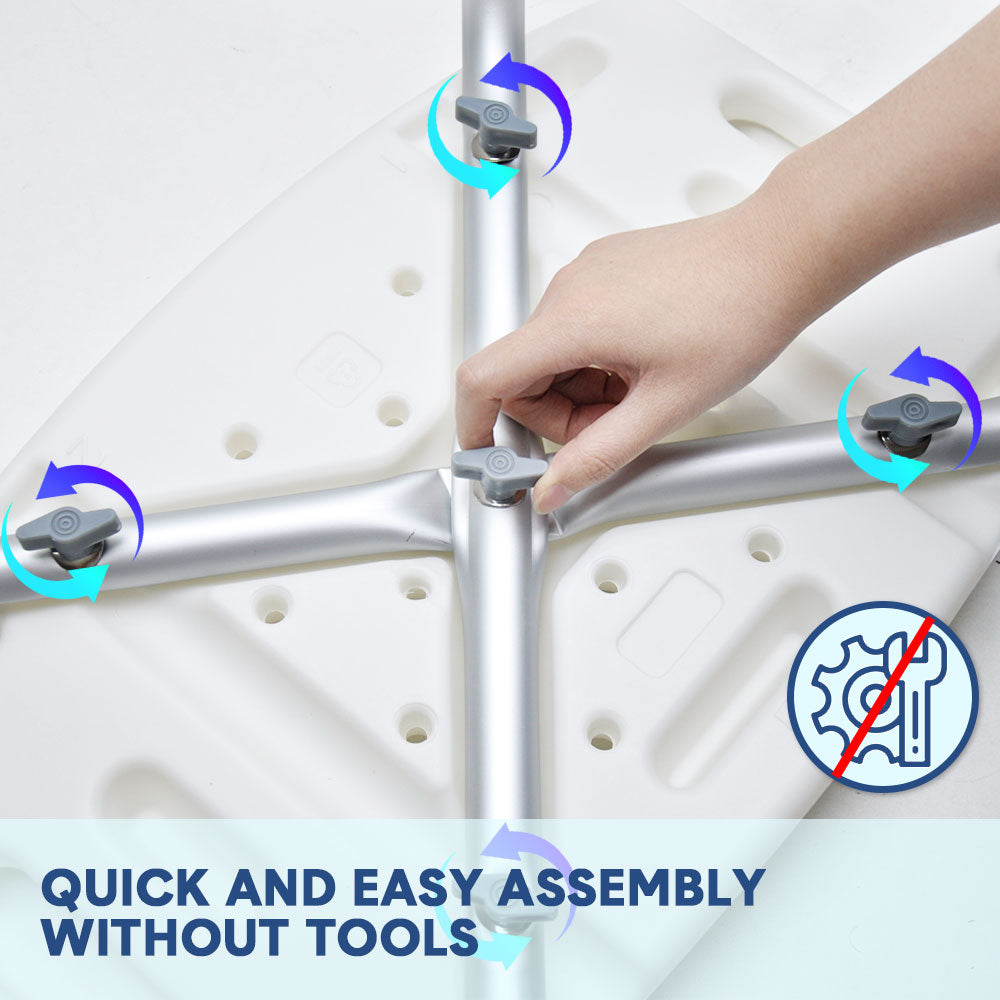 Shower Chair Stable Non-Slip Bath Seat 37-52cm Height Adjustable with Shower Holder and Armrest for Elderly Medical Disabled Safety Bathroom Max Load 100kg - Image 4