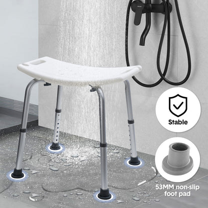 Shower Chair Stable Non-Slip Bath Seat 37-52cm Height Adjustable with Shower Holder and Armrest for Elderly Medical Disabled Safety Bathroom Max Load 100kg - Image 6