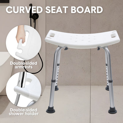 Shower Chair Stable Non-Slip Bath Seat 37-52cm Height Adjustable with Shower Holder and Armrest for Elderly Medical Disabled Safety Bathroom Max Load 100kg - Image 7
