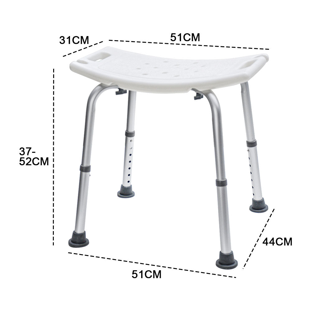 Shower Chair Stable Non-Slip Bath Seat 37-52cm Height Adjustable with Shower Holder and Armrest for Elderly Medical Disabled Safety Bathroom Max Load 100kg - Image 8