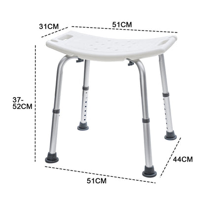 Shower Chair Stable Non-Slip Bath Seat 37-52cm Height Adjustable with Shower Holder and Armrest for Elderly Medical Disabled Safety Bathroom Max Load 100kg - Image 8