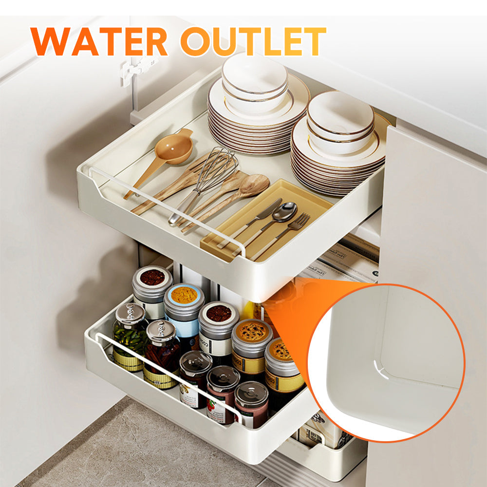 2 Pack Sliding Out Drawer Pull Out Storage Cabinet Under Sink Organiser with Adhesive Nano Film for Kitchen Pantry Bathroom Cabinet Organizer Max Load 27KG - Image 2