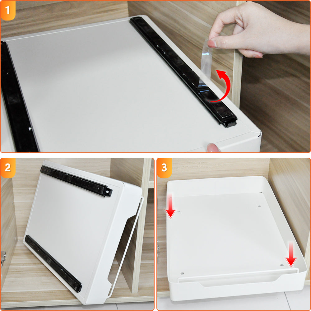 2 Pack Sliding Out Drawer Pull Out Storage Cabinet Under Sink Organiser with Adhesive Nano Film for Kitchen Pantry Bathroom Cabinet Organizer Max Load 27KG - Image 9