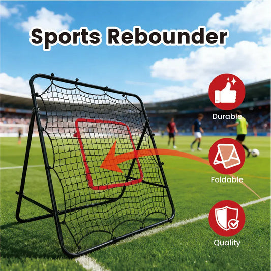 1m Football Rebounder Net Soccer Training Kickback Target Bounce Wall Detachable Metal Frame and PE Net For Passing Shooting Practice Sports Skills Trainer - Image 2