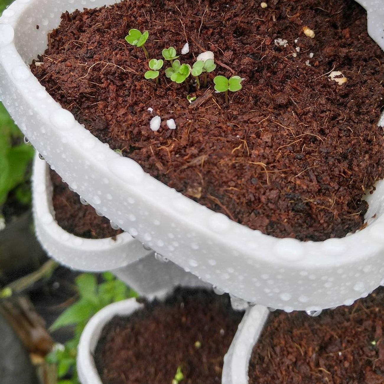 5 Tier Stackable Planter Pots Vertical Garden Stacking Space Saving High Yield Ideal for Herbs Flower Plants Veggies With Wheel White 37cm Width - Image 6