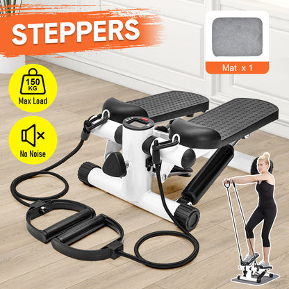 Mini Stepper Home Office Stair Stepper Machine with Resistance Bands and LCD Monitor for Full Body Workout Cardio Exercises Calves Trainer Calf Stretch - Image 2