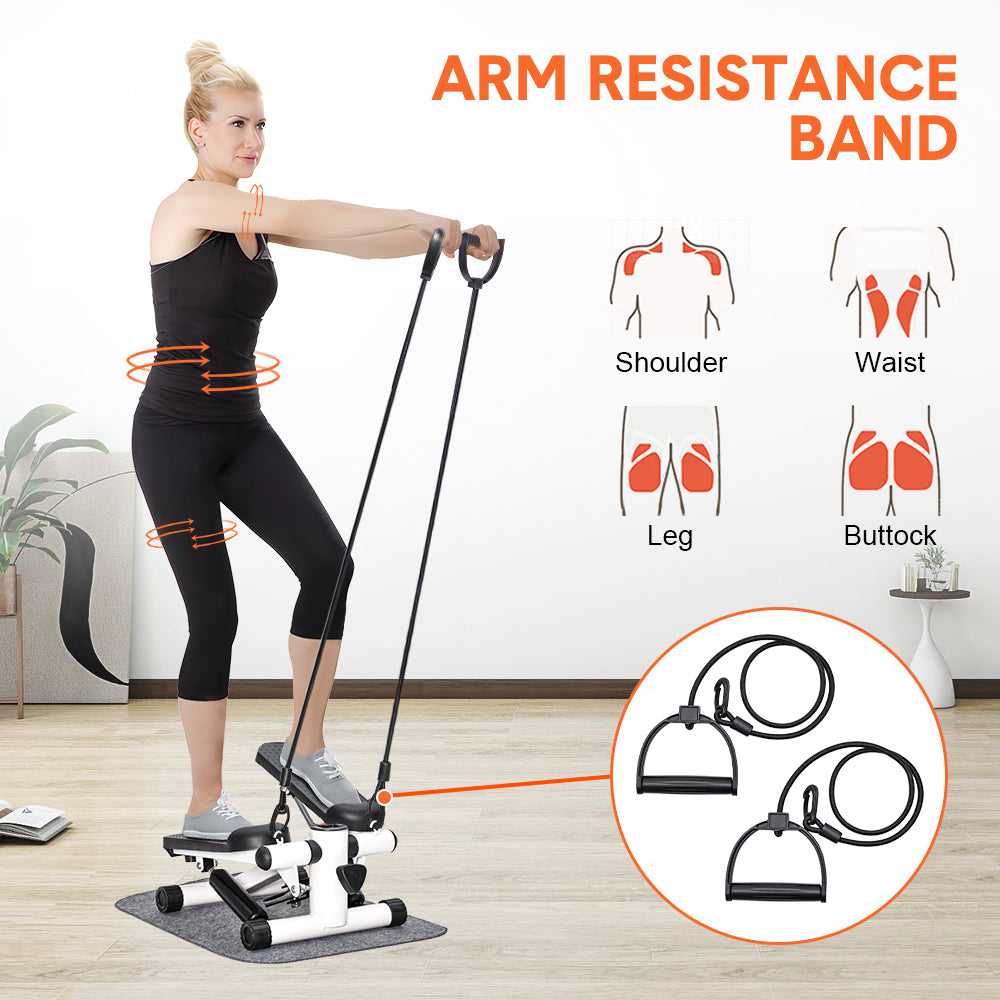 Mini Stepper Home Office Stair Stepper Machine with Resistance Bands and LCD Monitor for Full Body Workout Cardio Exercises Calves Trainer Calf Stretch - Image 3
