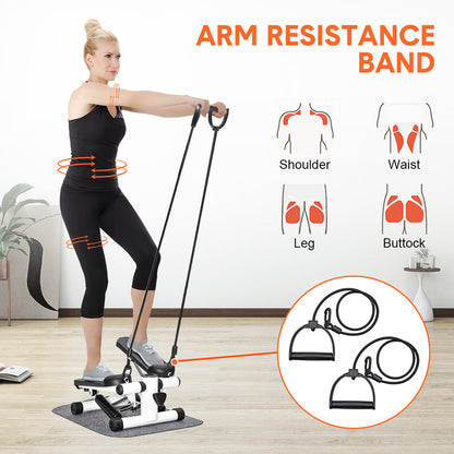 Mini Stepper Home Office Stair Stepper Machine with Resistance Bands and LCD Monitor for Full Body Workout Cardio Exercises Calves Trainer Calf Stretch - Image 3