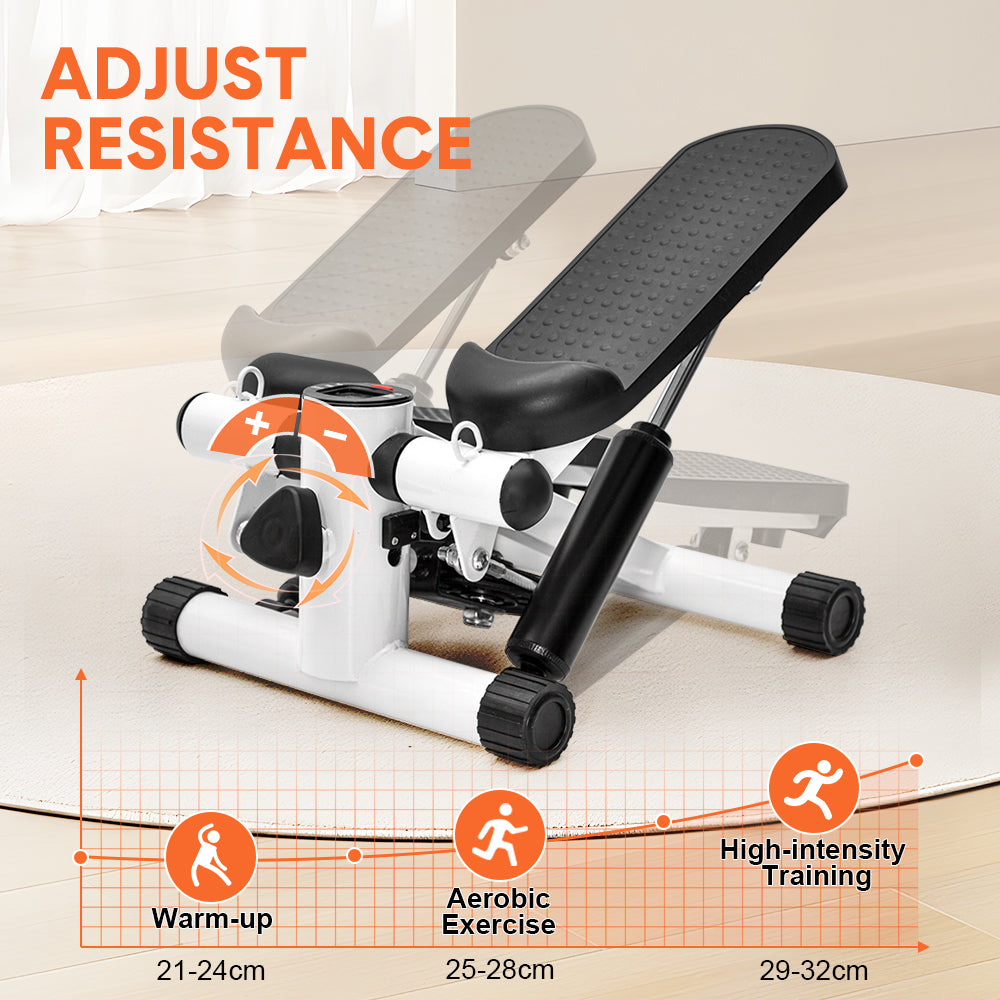 Mini Stepper Home Office Stair Stepper Machine with Resistance Bands and LCD Monitor for Full Body Workout Cardio Exercises Calves Trainer Calf Stretch - Image 4