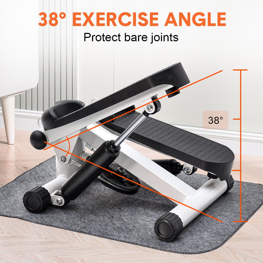 Mini Stepper Home Office Stair Stepper Machine with Resistance Bands and LCD Monitor for Full Body Workout Cardio Exercises Calves Trainer Calf Stretch - Image 5