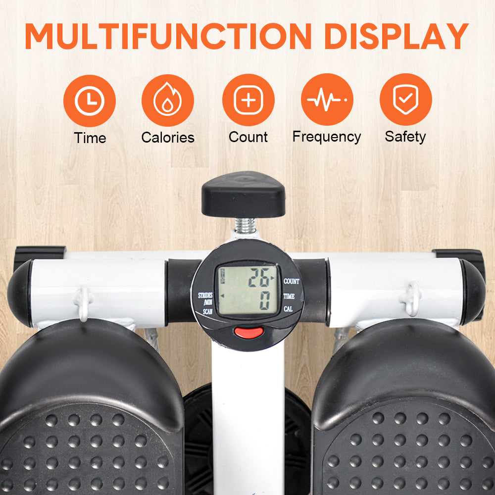Mini Stepper Home Office Stair Stepper Machine with Resistance Bands and LCD Monitor for Full Body Workout Cardio Exercises Calves Trainer Calf Stretch - Image 6