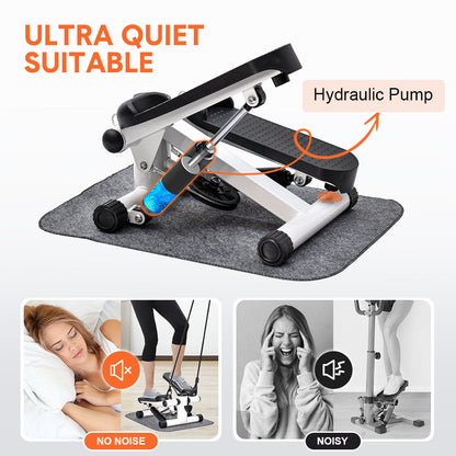 Mini Stepper Home Office Stair Stepper Machine with Resistance Bands and LCD Monitor for Full Body Workout Cardio Exercises Calves Trainer Calf Stretch - Image 9