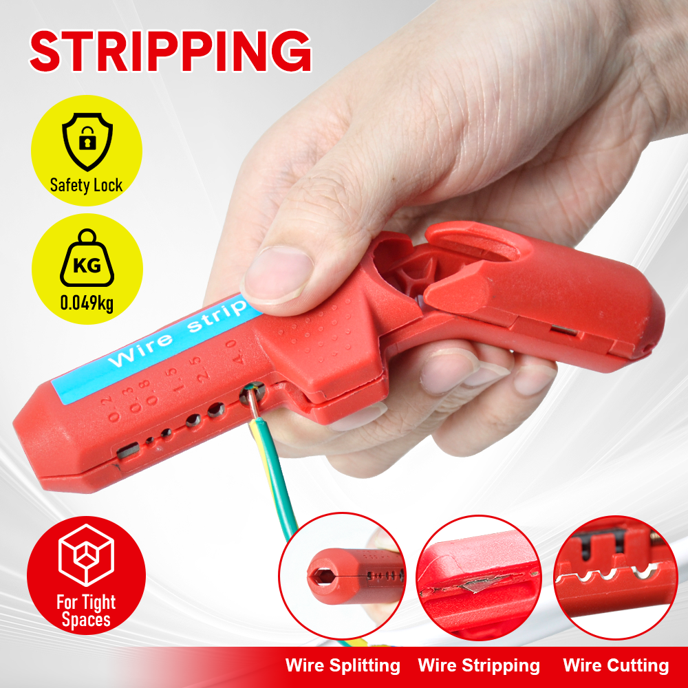 Wire Stripper Ergonomic Curved Handle Cable Stripping Splitting Cut Tool Wide Stripping Ranges Hand Tool with 6 Size Planer Holes for Electrical - Image 2